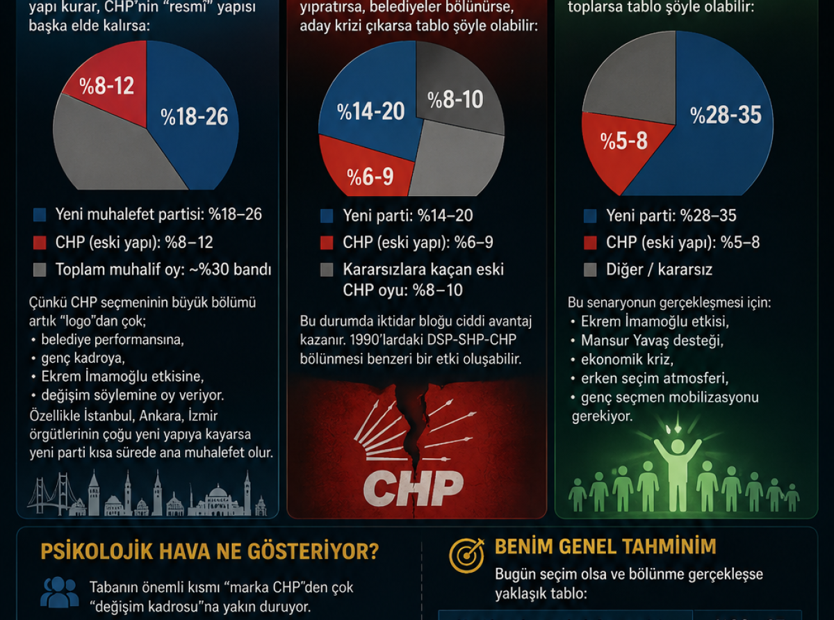 CHP Bölünürse İlk Seçimde Yüzde Kaç Oy Alır